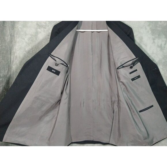 Boss Hugo Blazer Mens 42R Gray Wool Super 100 Sport Coat Suit Jacket 2 Button - Picture 3 of 13